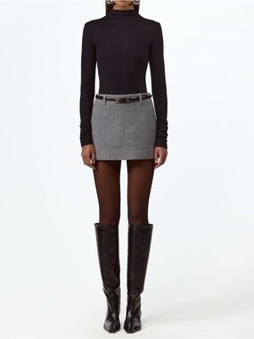 Same Wool Gray Mini Skirt in Small